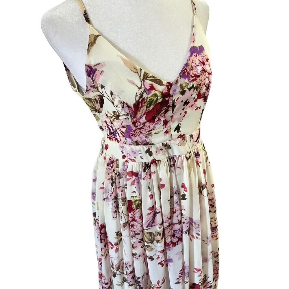 NEW Miss Avenue Beige Floral Print, Backless Cut-Out , Flowy, Lined Maxi Dress L - Picture 8 of 12
